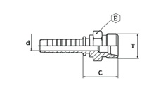 Схема метрического штуцера с конусом 24° CEL DIN 3865 